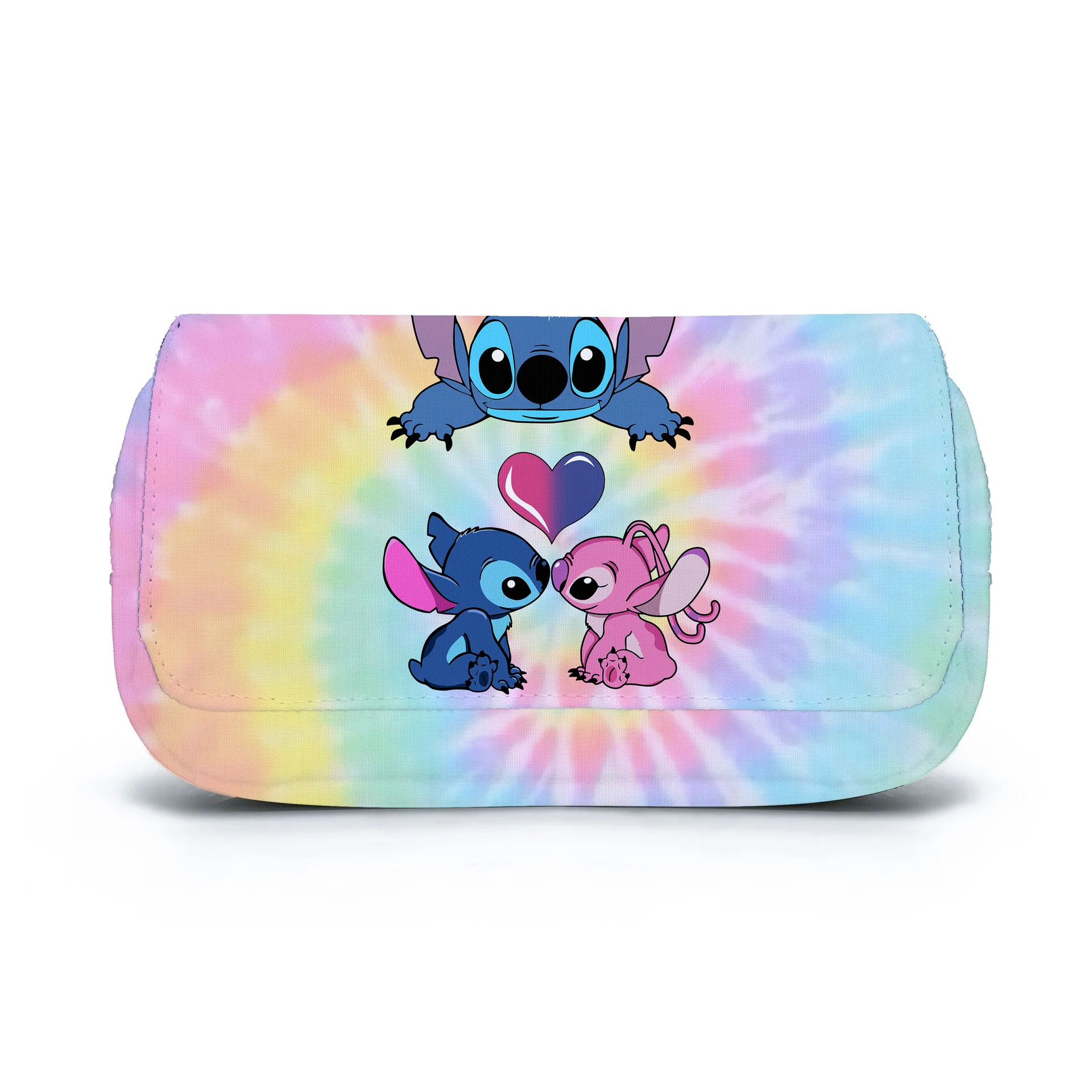 New Anime Stitch Cartoon Large Capacity Double Layers Zipper Pen Bag Pencil Box Kawaii School Pencil Box Student Birthday Gift