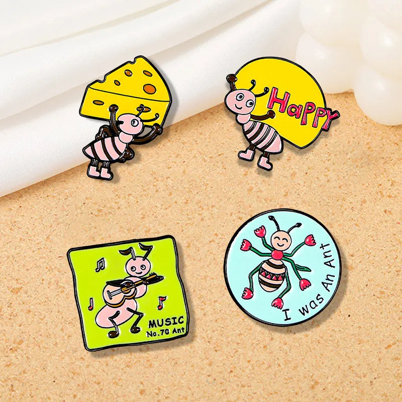 Cheap Cartoon Music Dancing Mango Cheese Ant Enamle Pins Happy Brooches Wholesale Jewelry