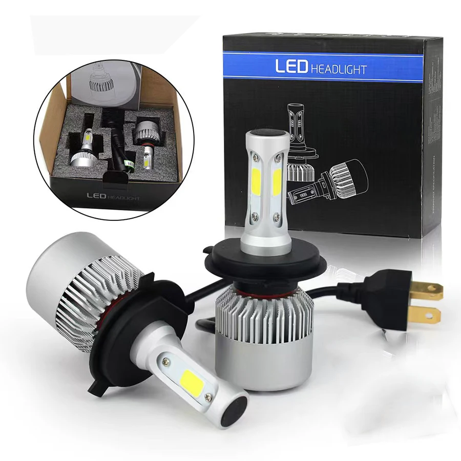 2pcs Car S2 Headlight Bulbs LED H1 H7 H4 9005 9006 Auto 72W 8000LM 6500K No Error Lamp Low High Beam 9-36V For lights