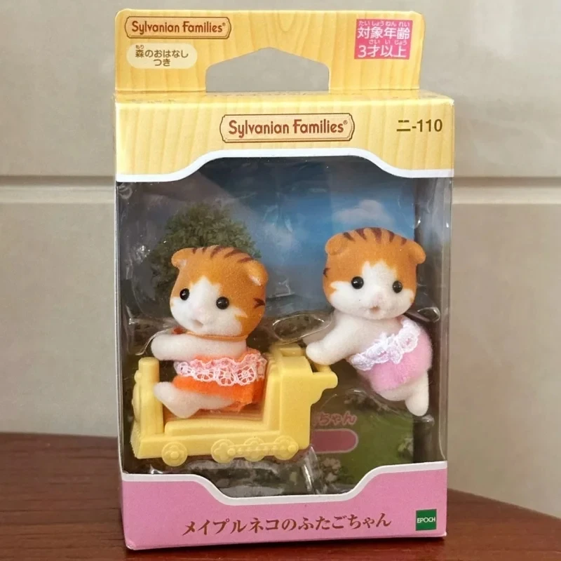 Caliente nuevo patrón Sylvanian familias Anime Mini bebé Serie arce gato gemelos figuras flocado muñeca niña juguete regalo de Navidad regalos de cumpleaños