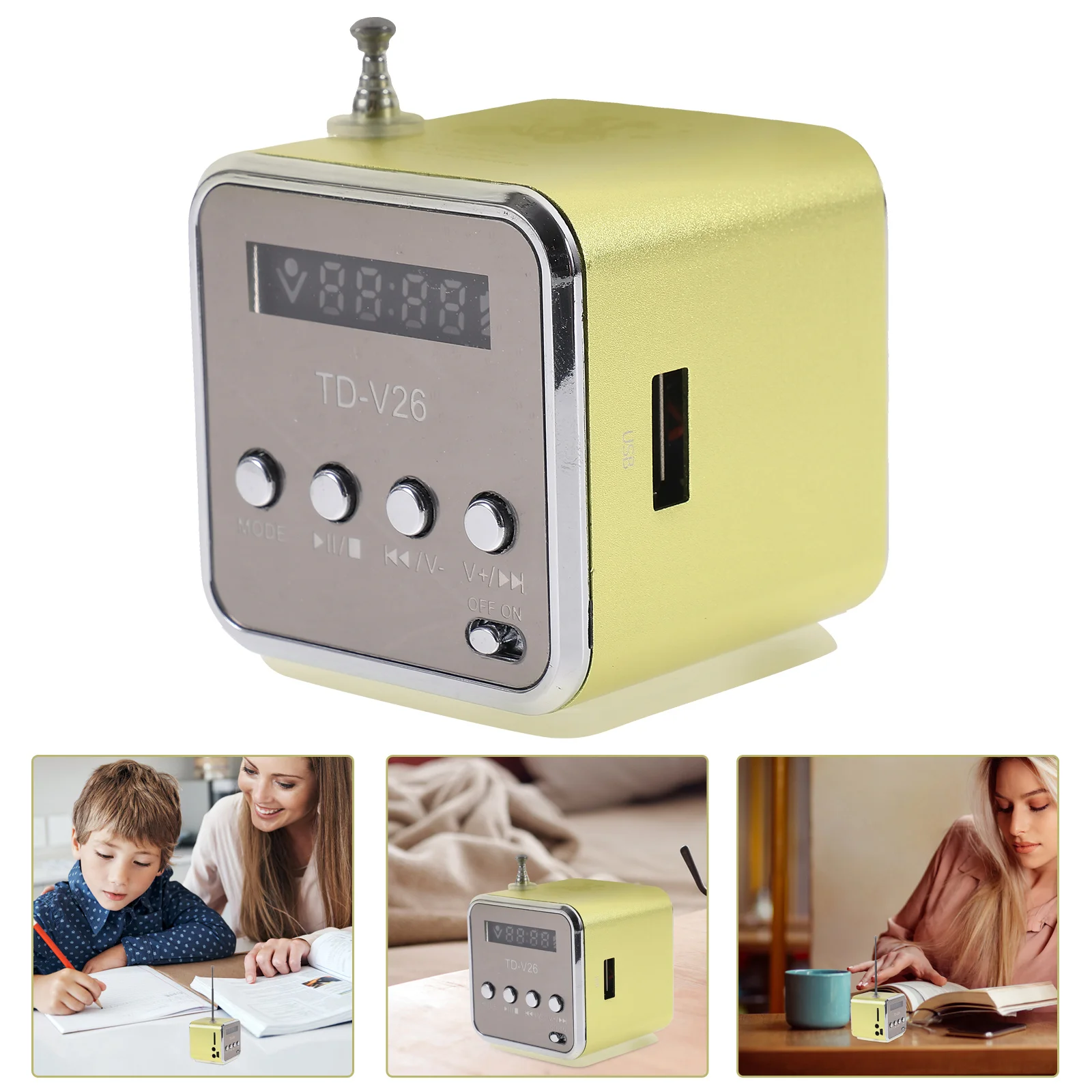 

Small Speaker Practical Portable Retro Radio Mini Aluminum Alloy Stable Signal