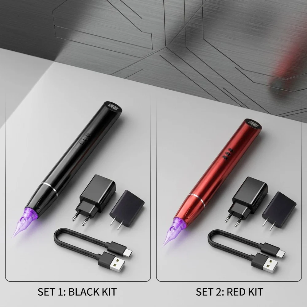 XIMN011 RED/Black Pro-Wireless Permanent Makeup Machine Eyebrow Tattoo Pen