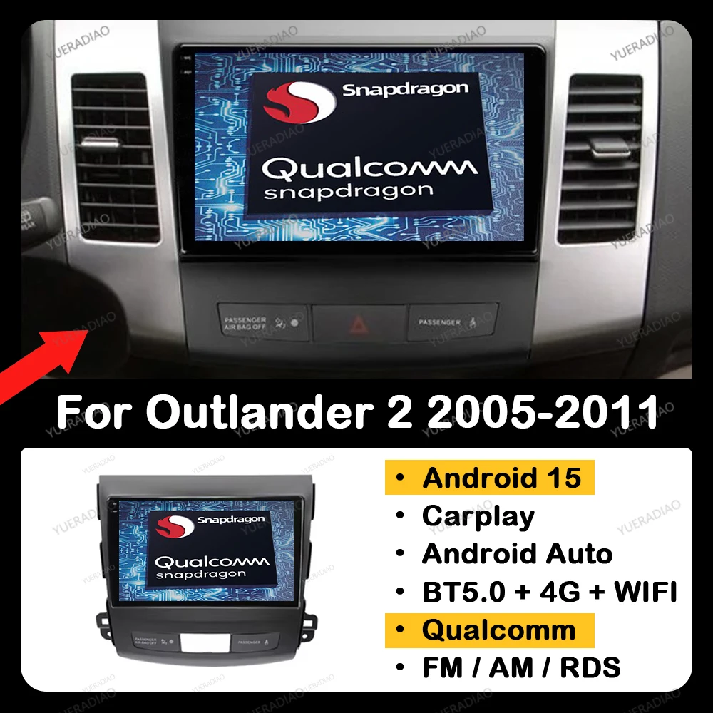 

Автомобильное радио Android 15 для Mitsubishi Outlander 2/Peugeot 4007/Cyroen C-rosser GPS NAVI BT 4G WIFI головное устройство QLED 2DIN LTE 5G