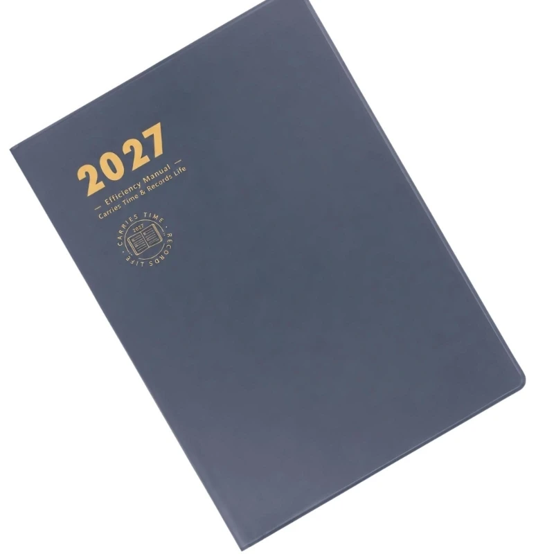2027 Lined Schedule Planner with 200-300 Pages, PU Cover, Lay-Flat Binding and 2 Ribbon Bookmarks for Active Sections D2RC