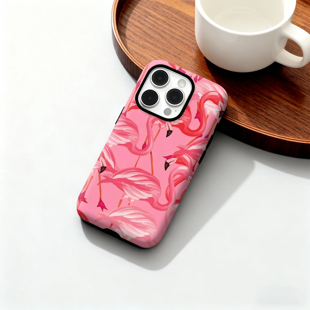 Роскошный чехол для телефона из флока с фламинго для iPhone 17, 16, 15, 14, 13, 12, 11 Pro Max Air Plus, роскошная двухслойная задняя крышка