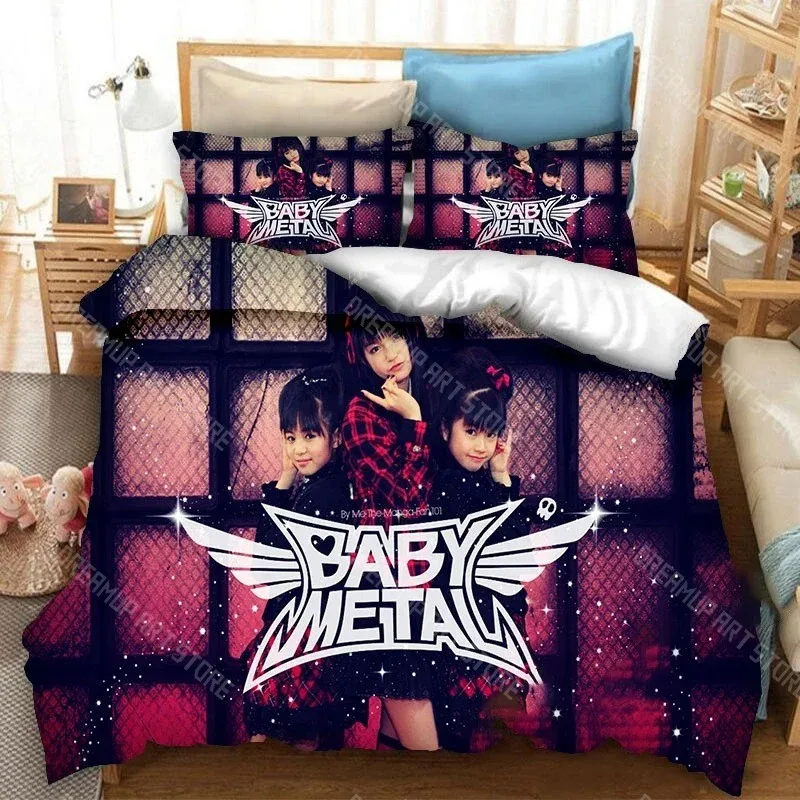 3D Printed Babymetal Band Bedding Set for Boys Girls Duvet Cover Pillowcase Twin Queen King Full Single Double Sizes