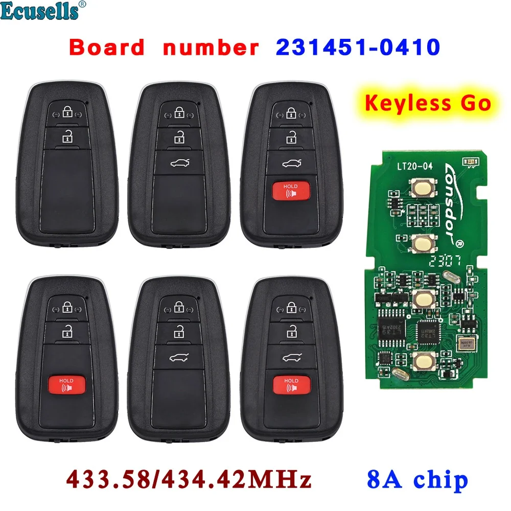 Smart Keyless Go Remote Key 312/314/433.58/434.42Mhz with 8A Chip for Toyota RAV4 Avalon 2019 2020 Board 231451-0410 HYQ14FBE