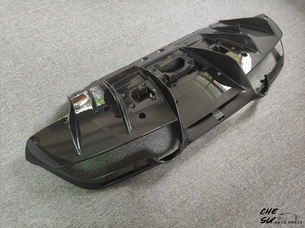 Speed OEM Style Dry Carbon Fiber Rear Diffuser Body Kit with Polished Finish for Ferrari F8 Installation Via Glue Tape Screws