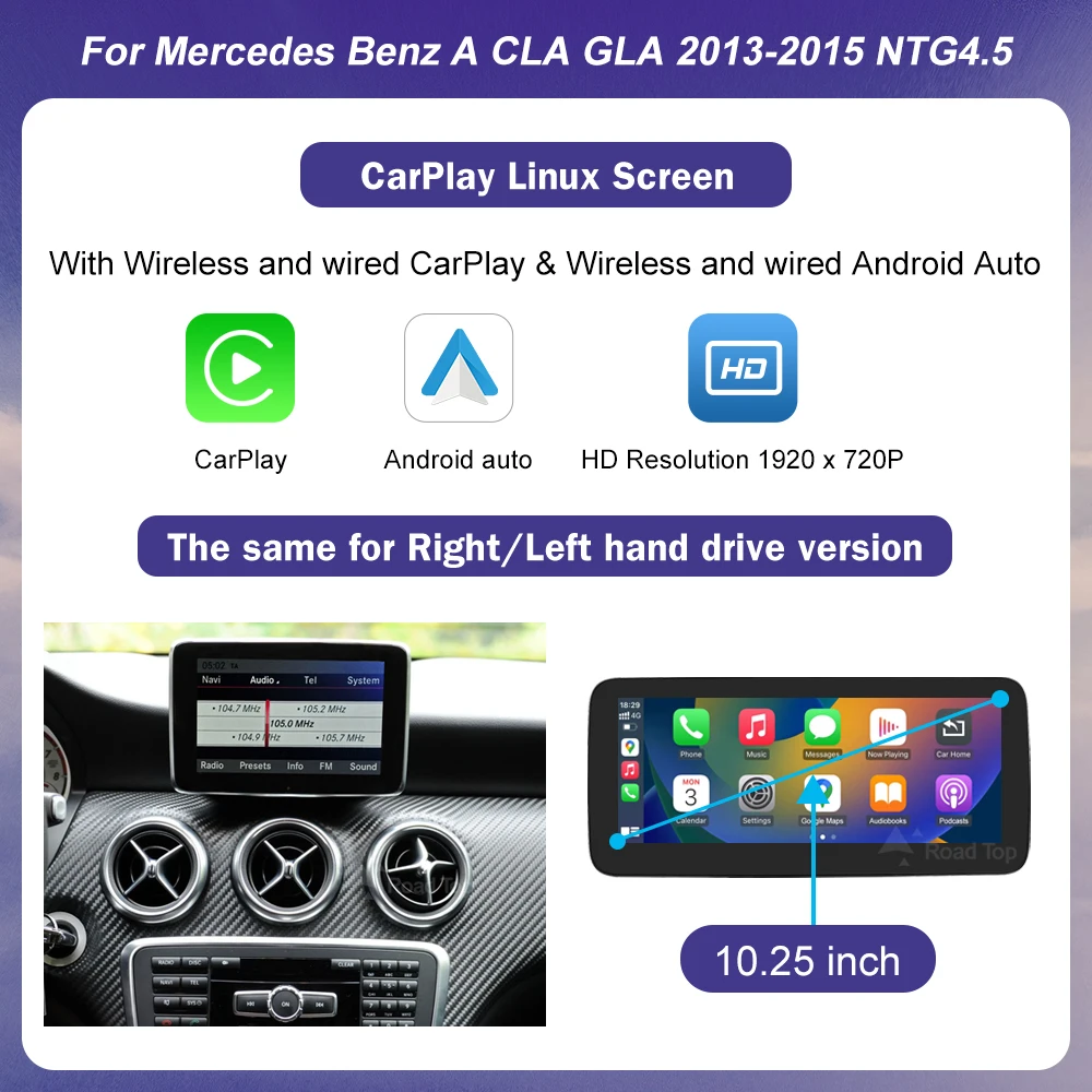 Draadloze Carplay Linux Touchscreen voor Mercedes Benz A B Klasse CLA GLA W176 W246 2013-2015 NTG4.5 Android auto Radio Multimedia
