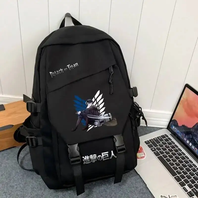 

Anime Game Black Blue White Attack On Titan Shingeki No Kyojin Student Teens School Bags Backpacks