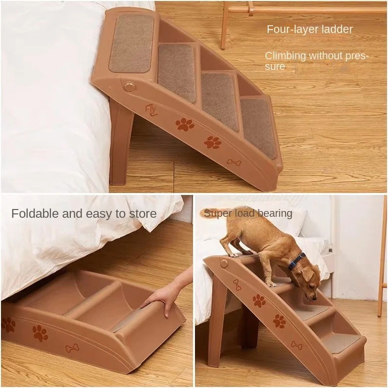 

Foldable Supplies Beige Pet Folding Dog Ladder Plastic Non-slip Pet Steps Dog Stairs Dog Ladder Plastic Non Slip Pet Step Stair