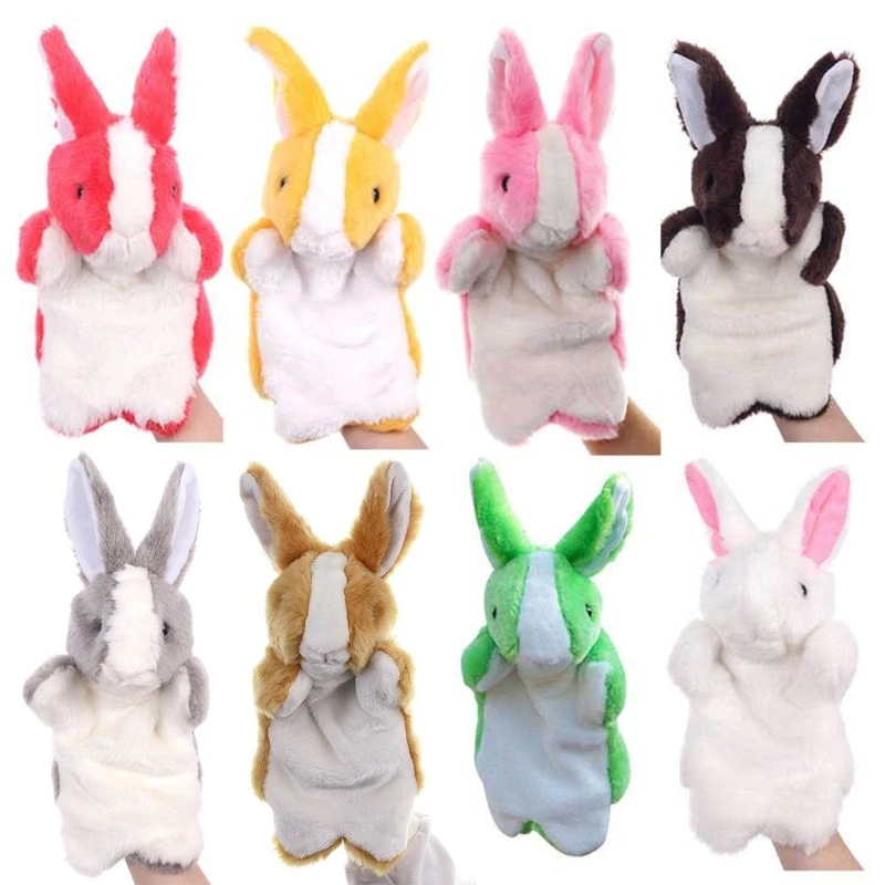 Bunny Hand Puppets 12” Soft Plush Stuffed Animal Rabbit Hand Puppet for Kids Perfect for Storytelling Teaching Preschool E65D