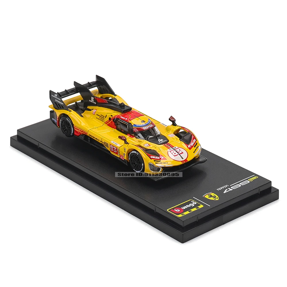 Bburago 1:64 Ferrari 2024 499P 83 51 Le Mans brinquedo modelo de carro de liga de corrida de resistência 24 horas