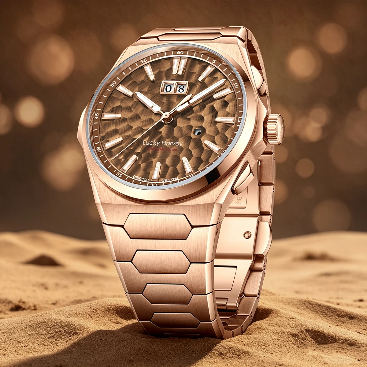 

Lucky Harvey Hammer Texture ZLS402 Automatic Watch 40mm 316L Stainless Steel Sapphire Crystal 5ATM Waterproof Men's Wristwatch C