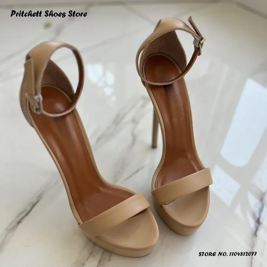 

Women's Patent Leather Platform Sandals Buckle Strap Party Office Dress Plus Size Shoes Summer Round Open Toe Thin High Heels