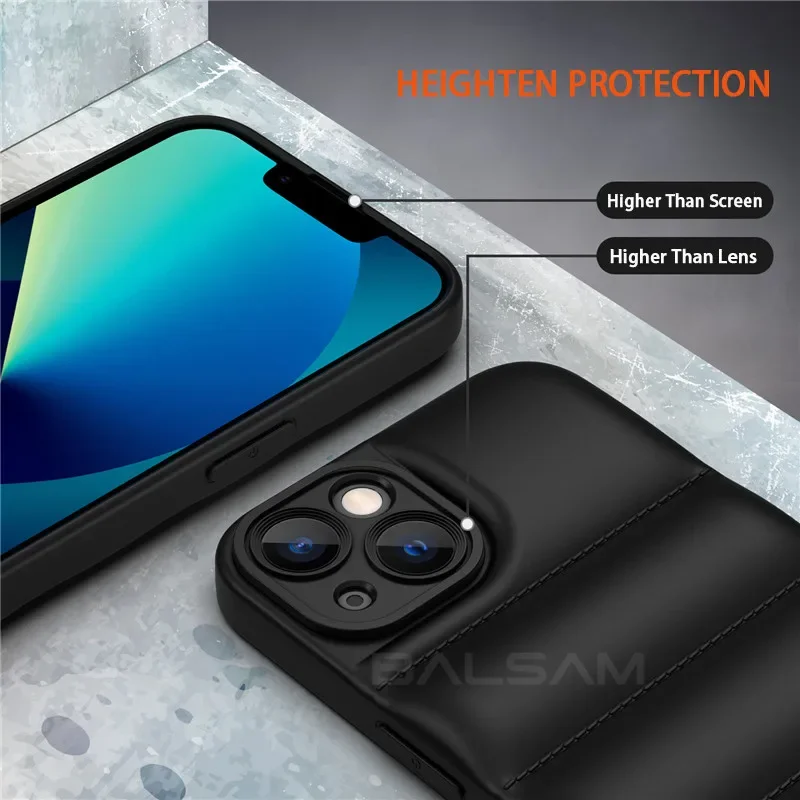 Luxury Down Jacket Phone Case For iPhone16 15 14 13 12 Pro XS Max X XR 7 8 Plus The Puffer Case Soft Silicone Shockproof Cover