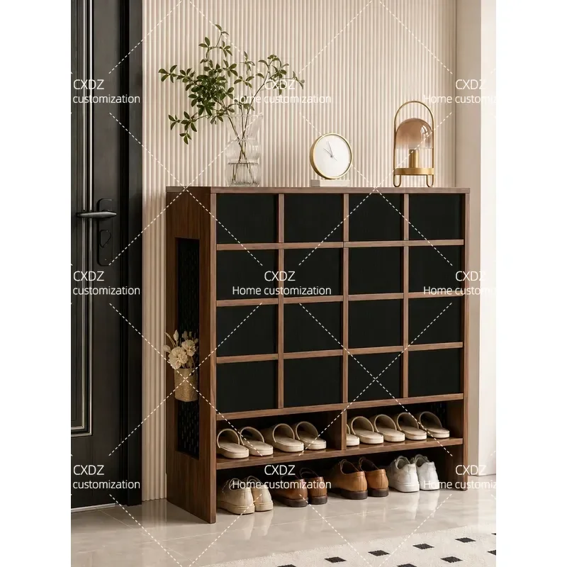 Medieval Style Shoe Cabinet for Home Entrance Wall Mounted Storage Unit Large Capacity Multi Layer Design 2026 New Model
