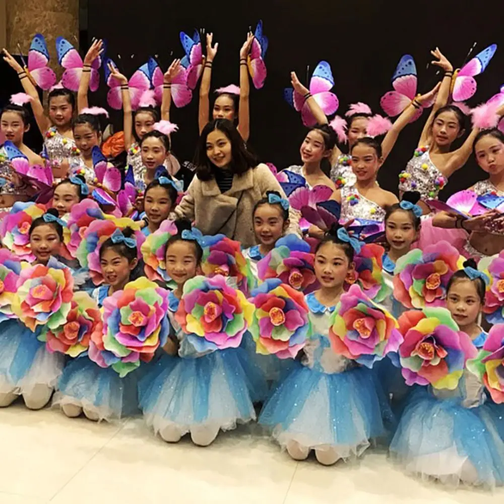 

20/30/40/50 см цветок пиона танцевальный реквизит красочные творческие выступления ручной цветок ткань спортивные встречи вход цветок