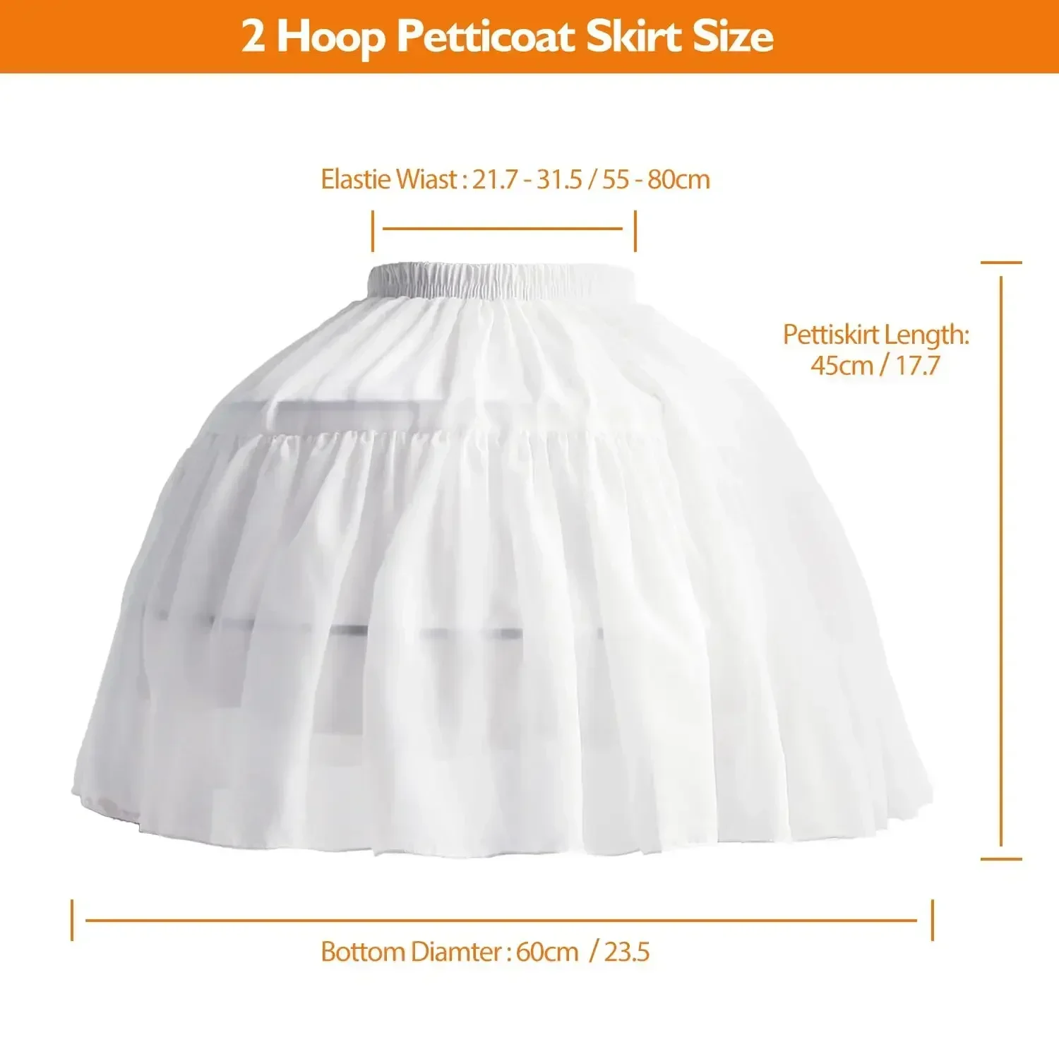 Lolita Crinoline Petticoat Women Girls White Chiffon 2 Hoops Short Petticoat  Cosplay Crionline Prom Ball Gown