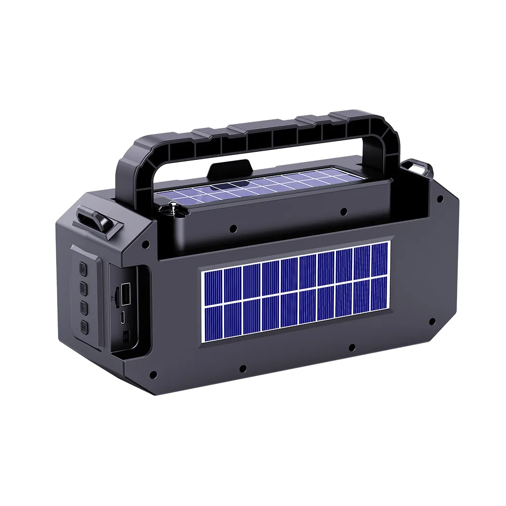 Fm Солнечная Беспроводная Bluetooth-колонка Двойная солнечная энергия Перезаряжаемый фонарик Радио Tf Usb Mp3 Музыкальный плеер Аудиосистема