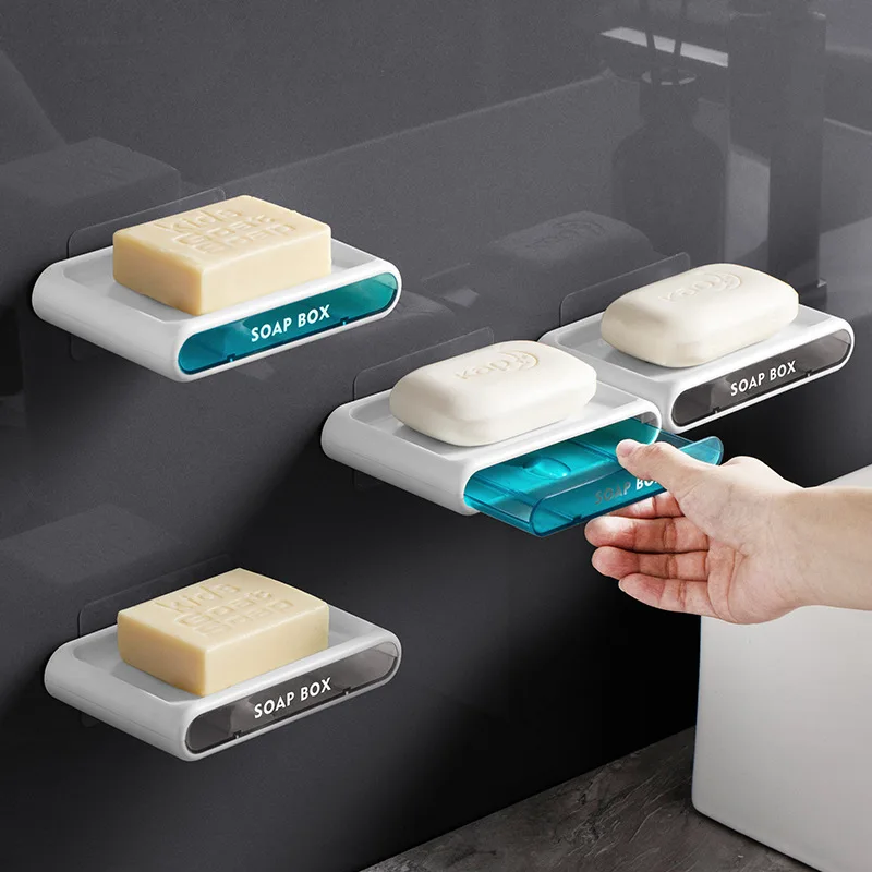 

Soap Box Soap Box Double Layer Drain Bathroom Punch-free Wall Mounted Creative Drain Rack Suction Cup Toilet Large Soap Box