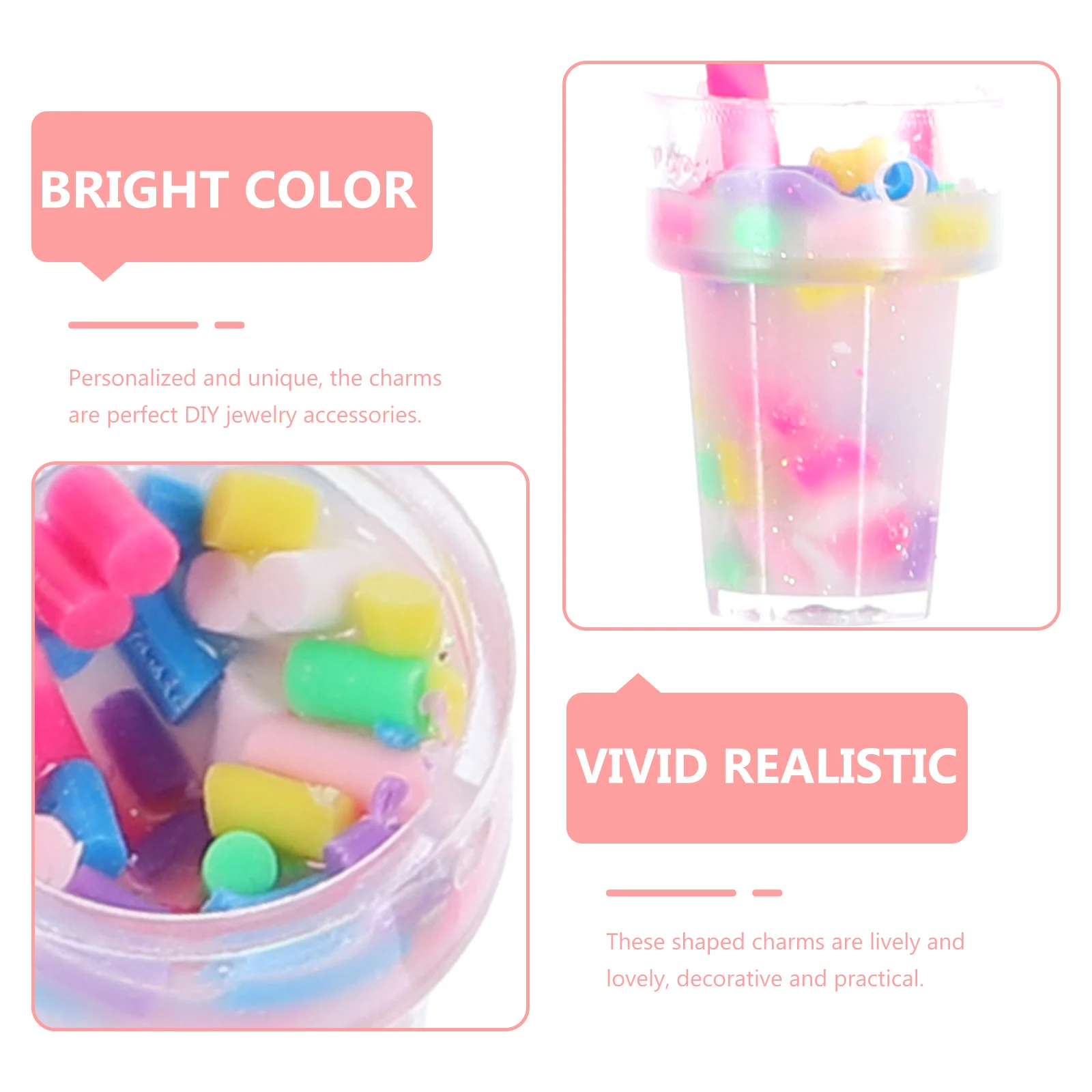 

10 Pcs Necklace Milk Tea Cup Accessories Shape Charms Resin Bottle Pendants Mini
