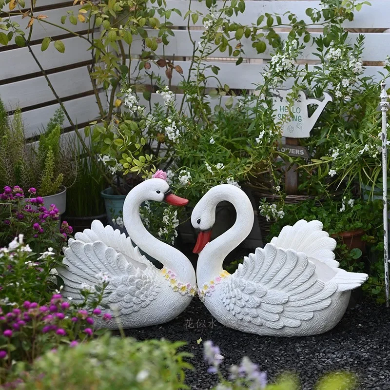 Creative Swan Shaped Flower Pot Large Animal Statue for Garden Decor Cartoon Planter for Balcony Classic Bonsai Pot for Indoor