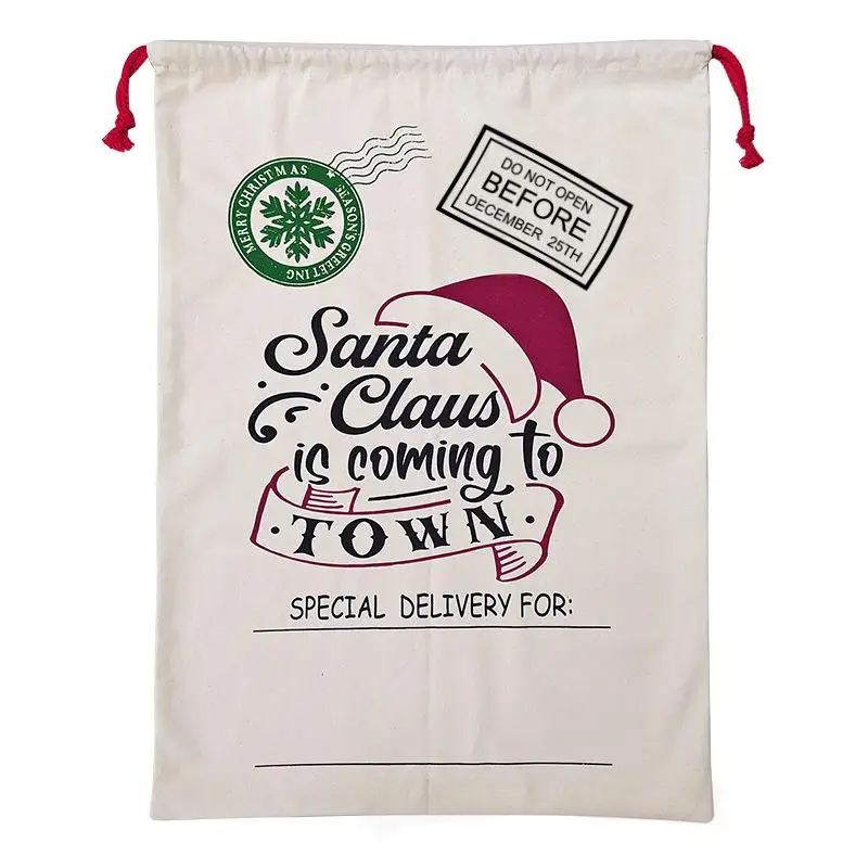 Extra Large Gift Bag Sacks For Presents Merry Christmas Candy Bundle Pockets Drawstring Bags Xmas Elements Printing
