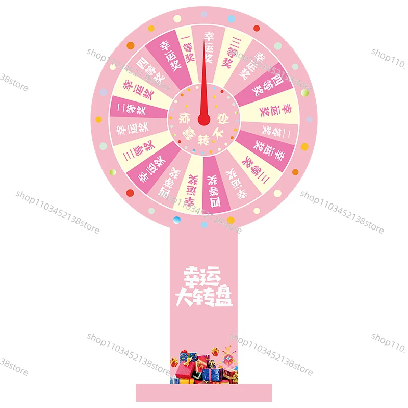 Pink Lottery Turntable Lucky Turntable Game Wooden Frame Opening Event Props Custom Rewritable Magnetic Turntable