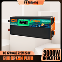 FT feiteeng 3000W DC-AC Car Power Inverter 12V to 220V with EU Plug for Camper Van Solar System, Digital Voltage Meter