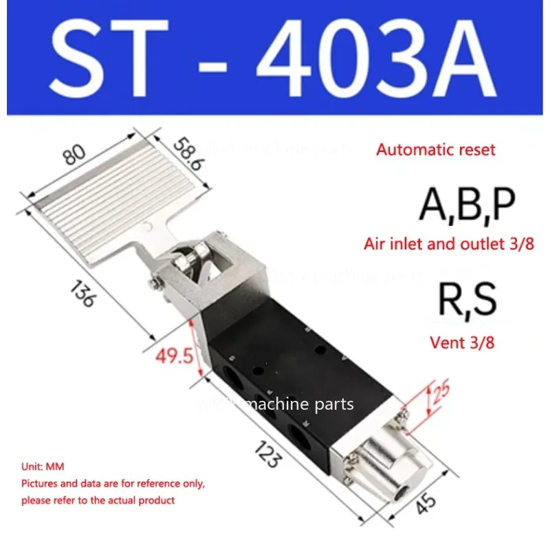

Подходит для 3/8-дюймового 2-позиционного 5-портового вентилируемого ножного клапана ST-403A, 1 шт.