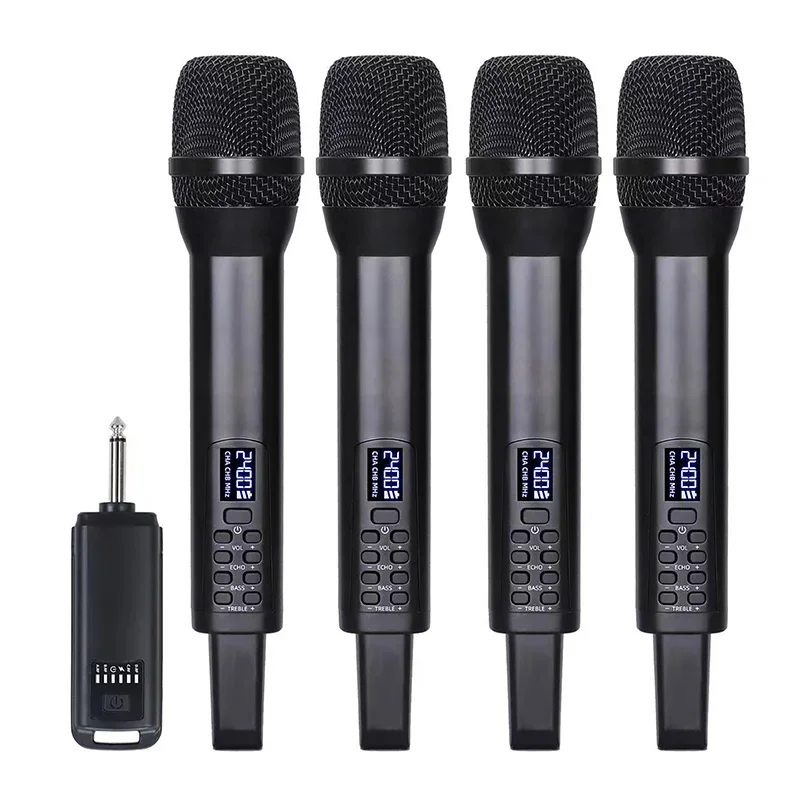 Wireless Microphone System Recharging Echo Treble Bass 2.4G Handheld Microphones Karaoke Dynamic Mic for Outdoor Performances