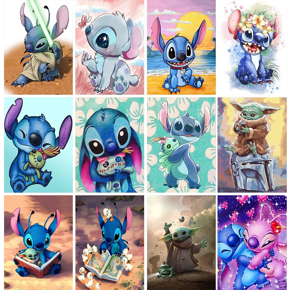 Disney Stitch Cartoon Diamond Painting Mosaic Embroidery Couple Handmade Children\'s Kids Room Decor Birthday Gifts 2023