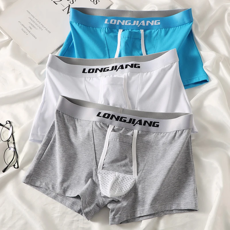 EXILIENS منفصلة 3 قطعة القطن الملاكم الرجال الملابس الداخلية Calzoncillos رجل الملاكمين Cuecas Masculinas BoxerShorts رجل سراويل حجم S-XL