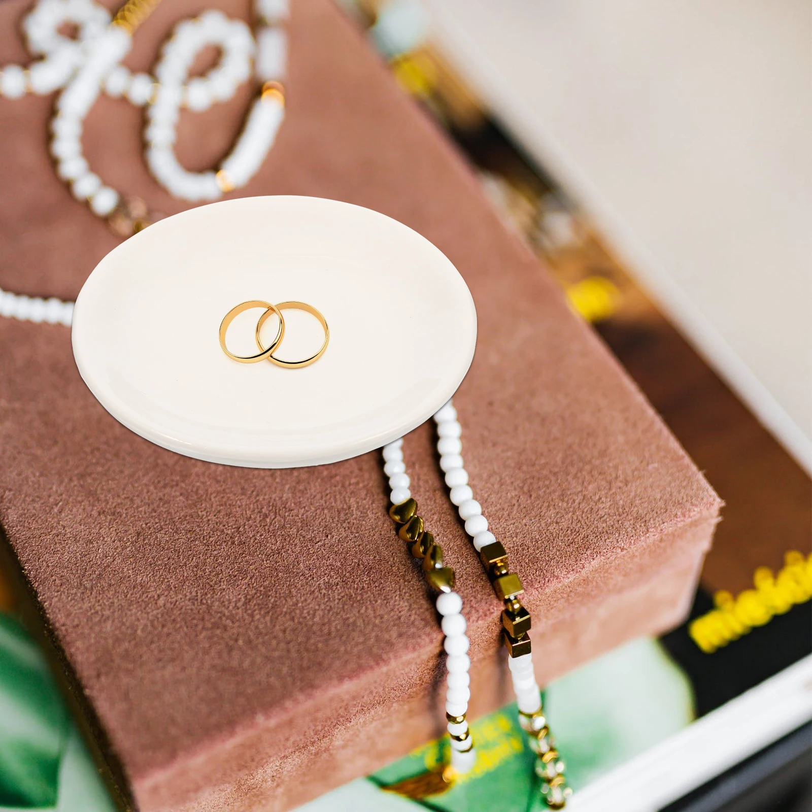 

Ceramic Jewelry Tray Round 12Cm Smooth Surface For Ring Necklace Earring Storage Trinket Dish Desktop Home Decorative