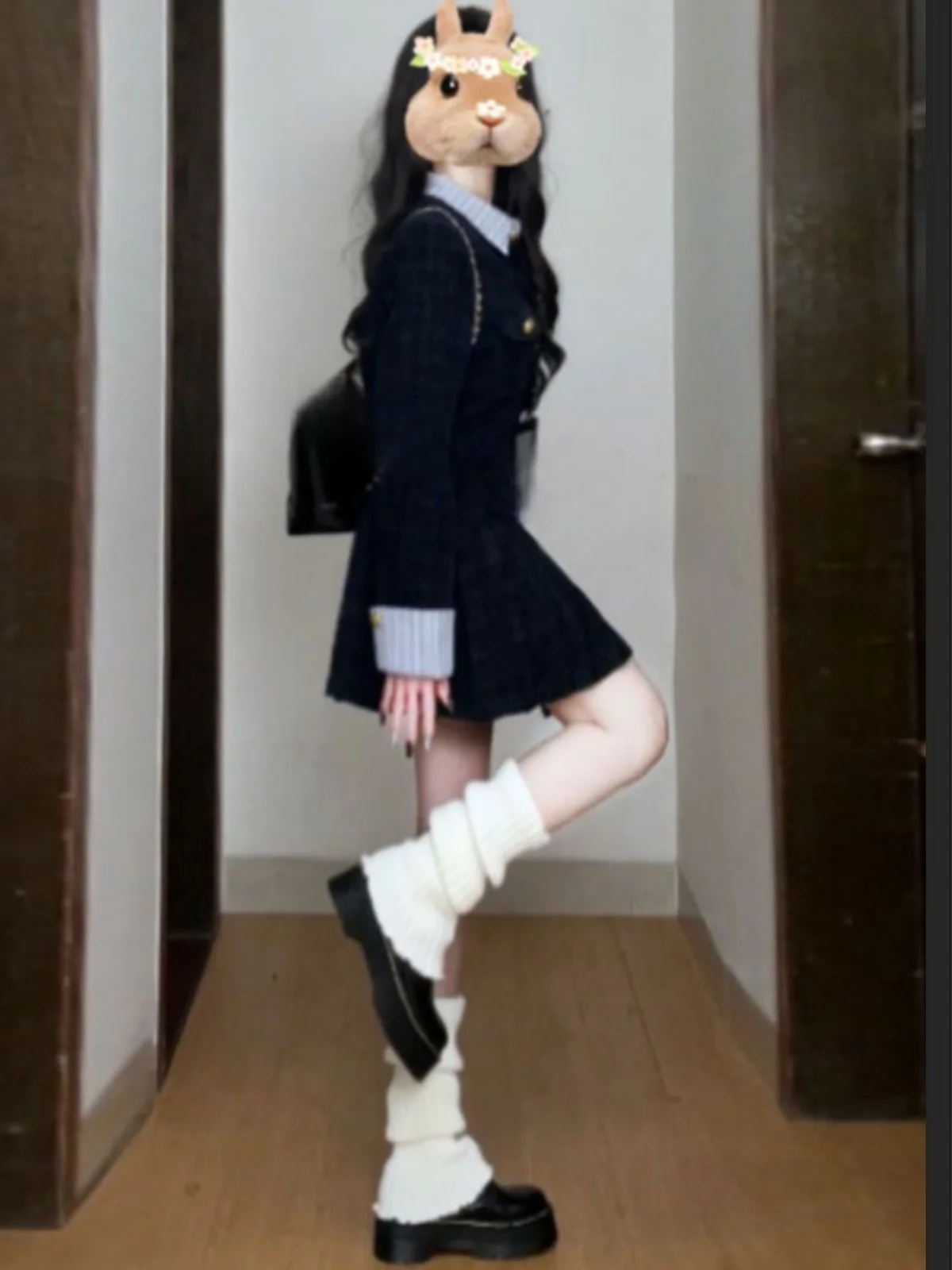 

Комплект одежды в студенческом стиле Весна 2026: Уникальный корейский комплект из двух предметов (юбка и жакет), удобный хлопковый комплект с длинными рукавами на пуговицах