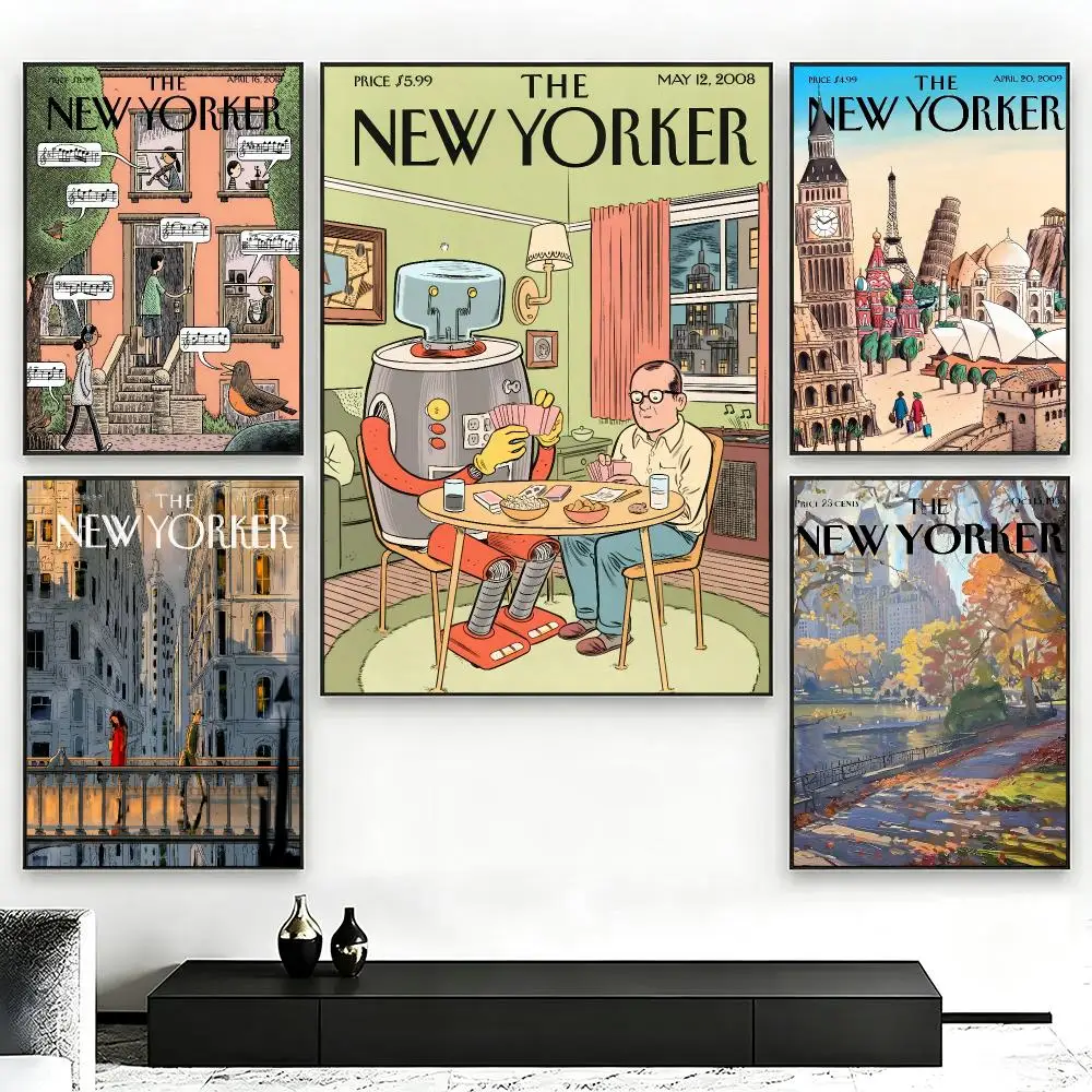 Art The New YorkerS Poster Poster Nordic HD Self-Adhesive Wall Sticker Home Café Bedroom Living Room Art Decor Gift