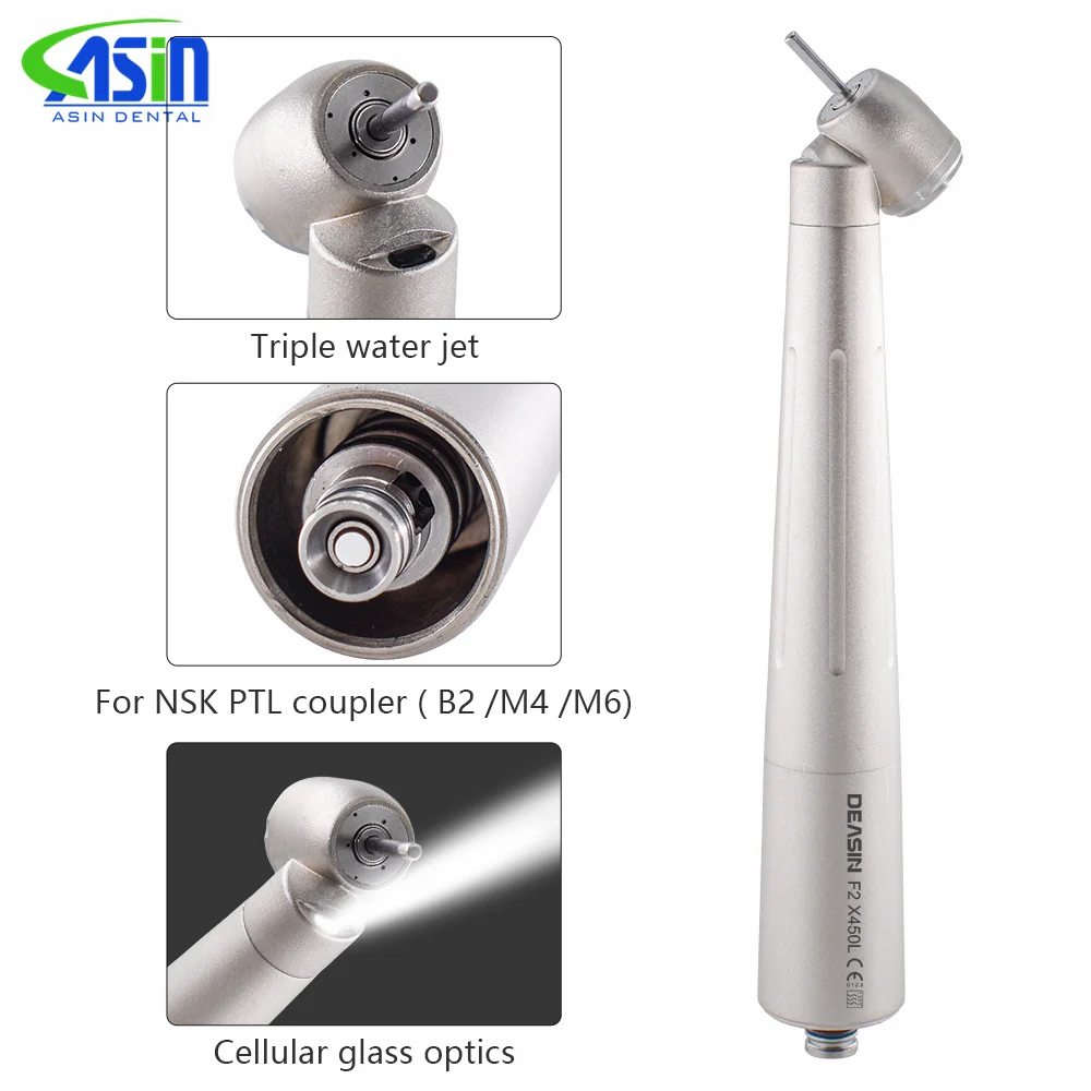 

X450L Air Turbin Dental Handpiece High Speed Miniature Head With Optic Fiber 45 Degree Angle Head Fit NSK Quick Coupling