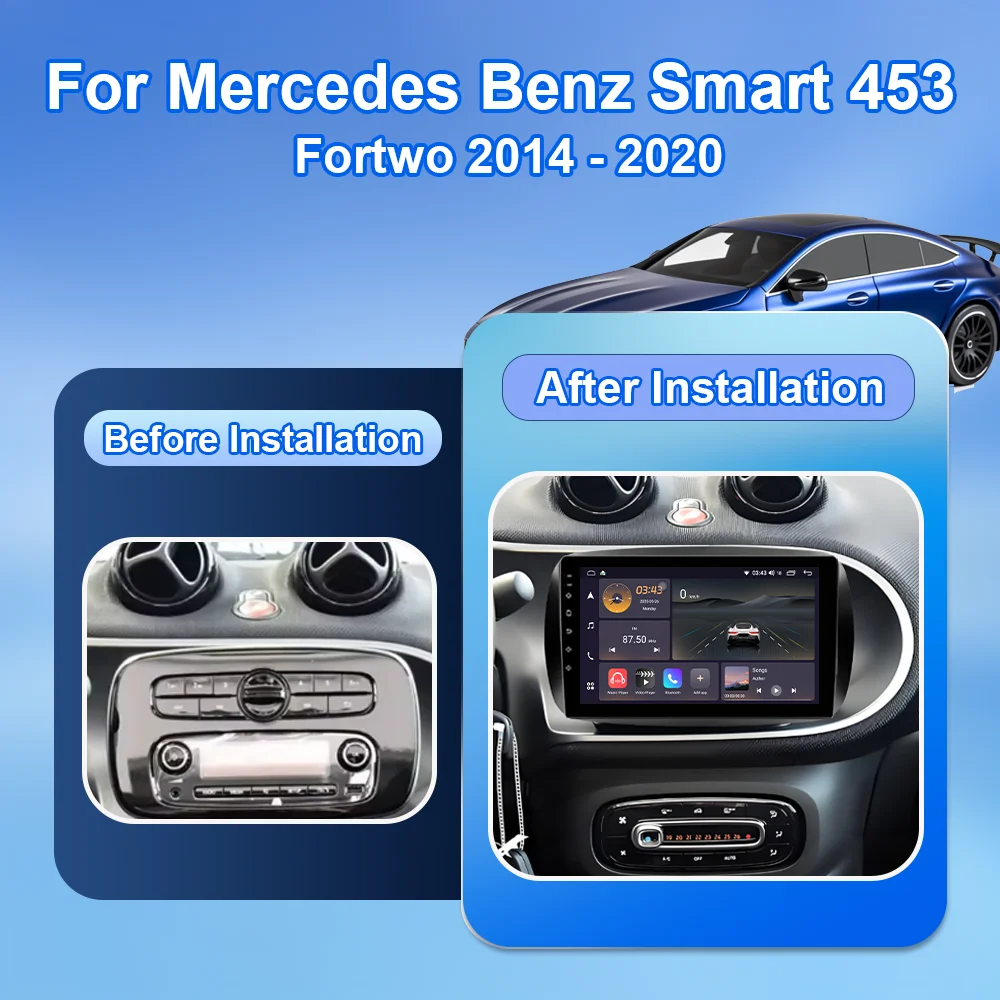 Android 16 For Mercedes Benz Smart 453 Fortwo 2014 -2020 Car Radio Multimedia Player 4G Wireless carplay intelligent systems GPS