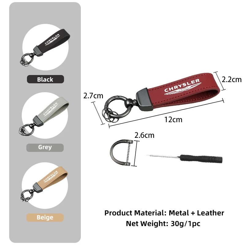 Key Ring Leather Car KeyChain Rope Key Chain Waist Keyring Key Holder For Chrysler 300c PT Cruiser Grand Voyager Pacifica Town C