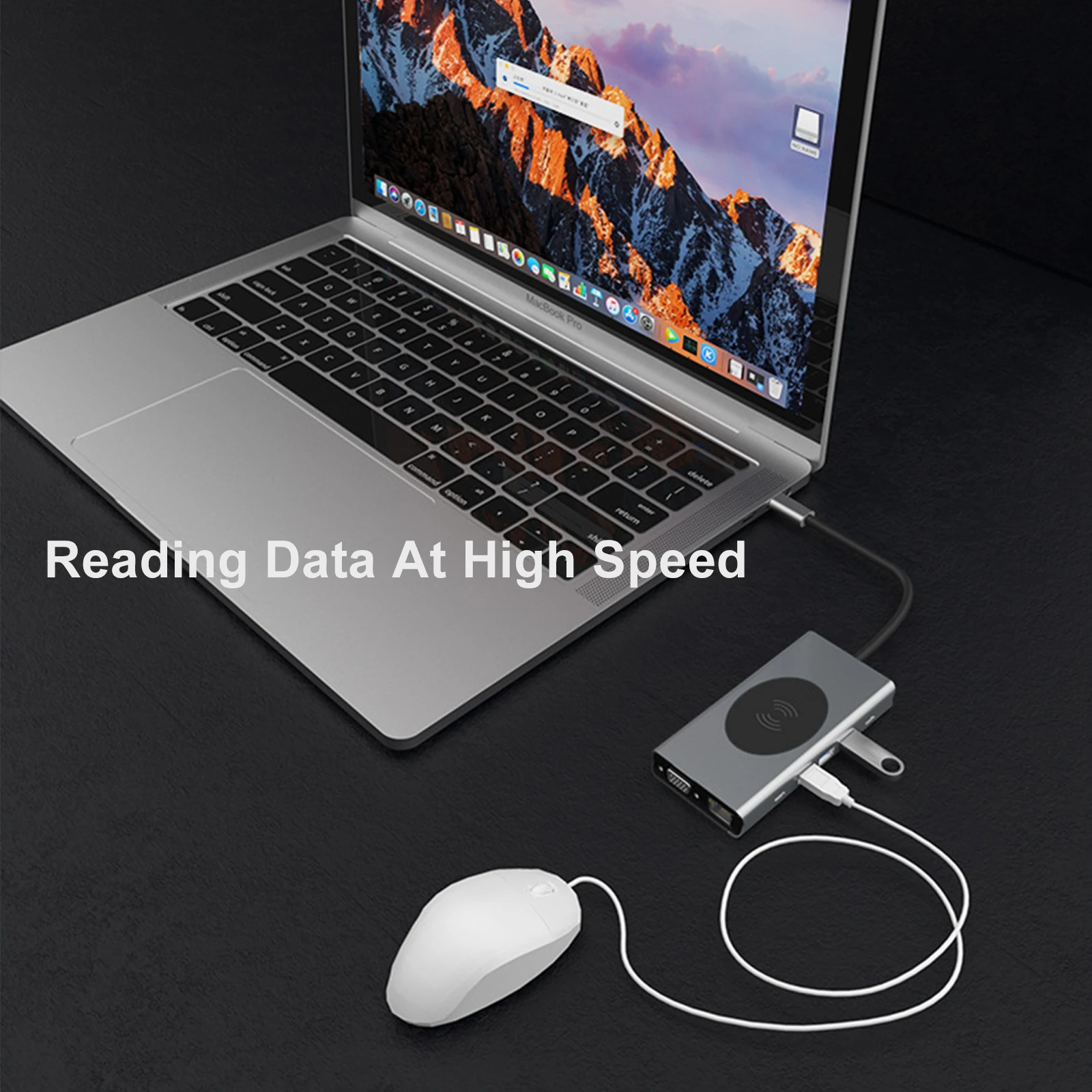 Powered USB Hub PD Wireless Charging with Multi USB 3.0 Port Slot For Macbook iPad Pro Air M2 M1 Sumsang PC Accessories USB 3.0