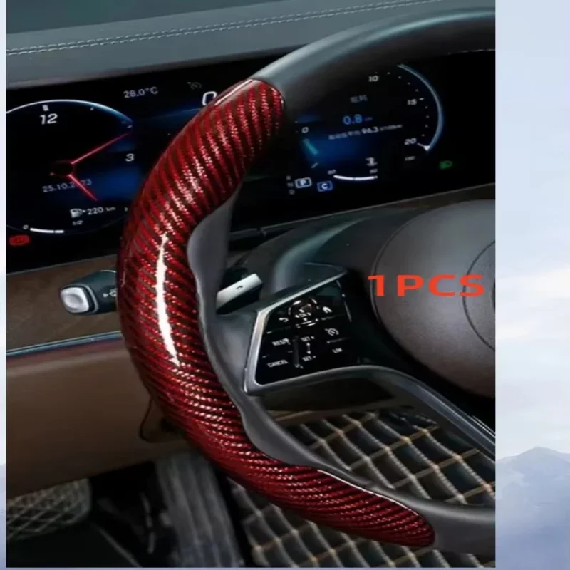 1/2 Stück Laser-Carbonfaser-Silikon-Lenkradbezug 1K Mikrofaser-Leder PVC-Lenkradverstärker-Bezug Rutschfest Universal – Detail 17