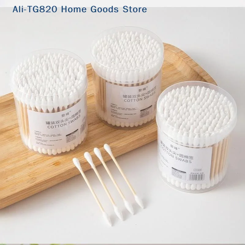 [TG820]200Pcs Disposable Double-headed Cotton Swabs With Storage Box For Makeup Cleaning Ear Tips Travel Use