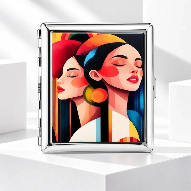 Luminous Cigarette Box Metal Coarse 20 Count Set 180 ° Flat Open Double sided Same Picture Personalized Portable Cigarette Clip