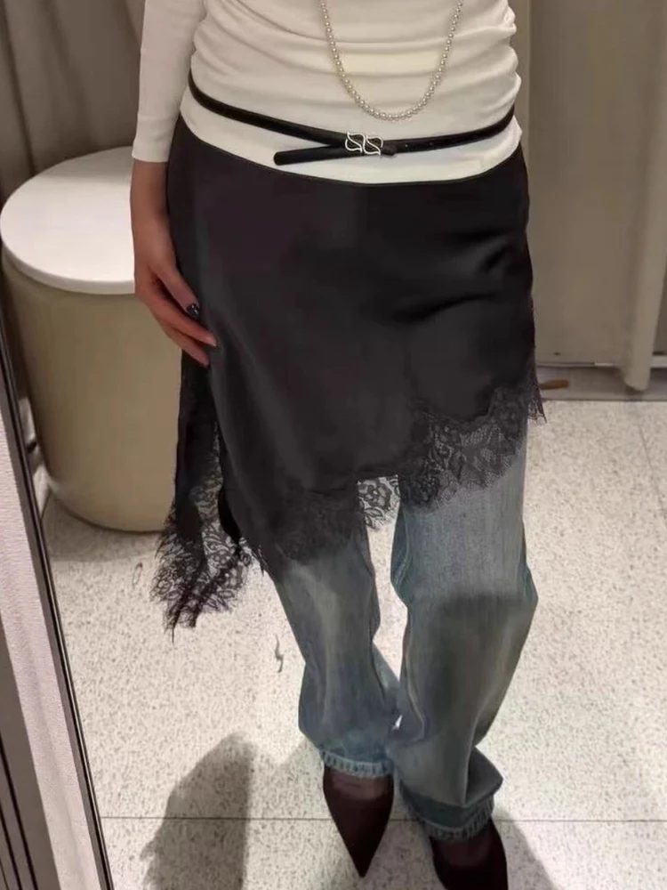 

Faionable Mid-Waist Asymmetric Lace Skirt ort Skirt Sexy Girl Sle New Arrival Winter 2025 Women's Premium Polyeste...