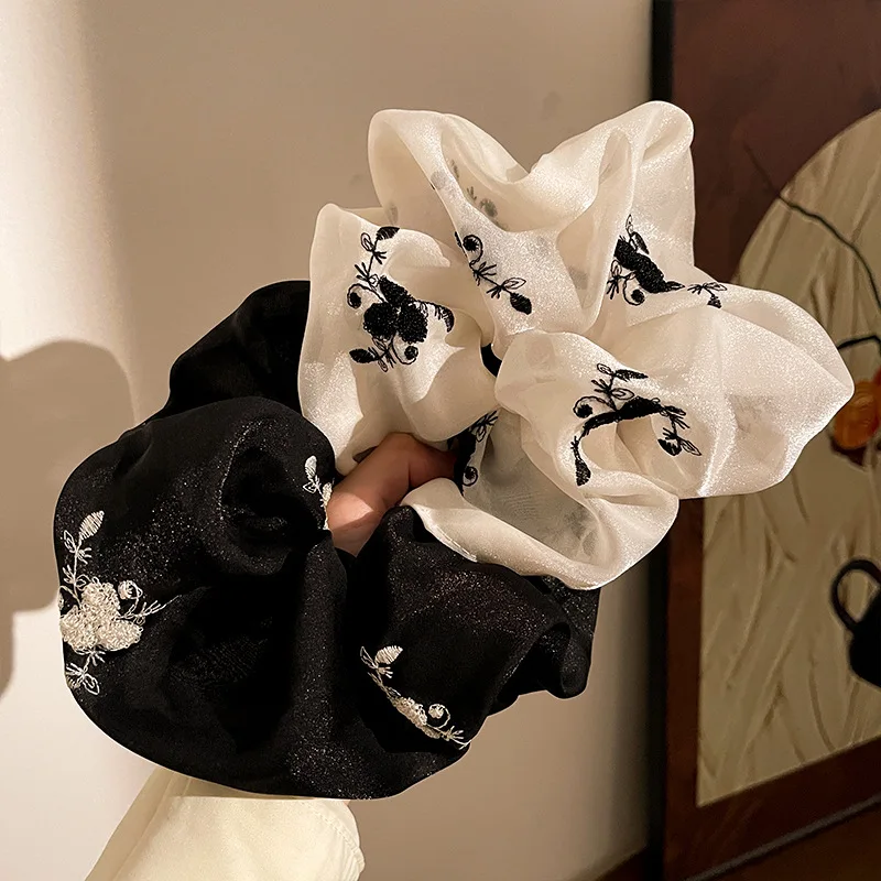 1 قطعة حلقة الشعر المطرزة زهرة الراقية شريط مرن إكسسوارات الشعر لتزيين ذيل الحصان