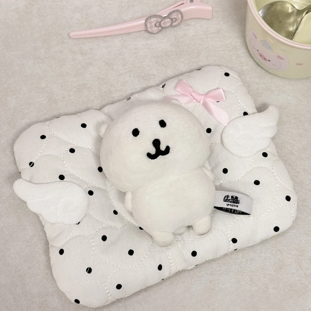 Cute Black and White Polka Dots Quilted Insulated Coaster Wings Cup Mat Fabric Clip Cotton Minimalist Desktop Decoration