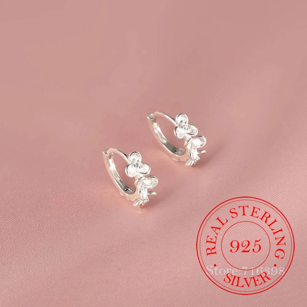 

Ювелирные изделия из стерлингового серебра 925, простые серьги-кольца с цветком для женщин, ювелирные изделия для свадебной вечеринки для девочек, подарок другу