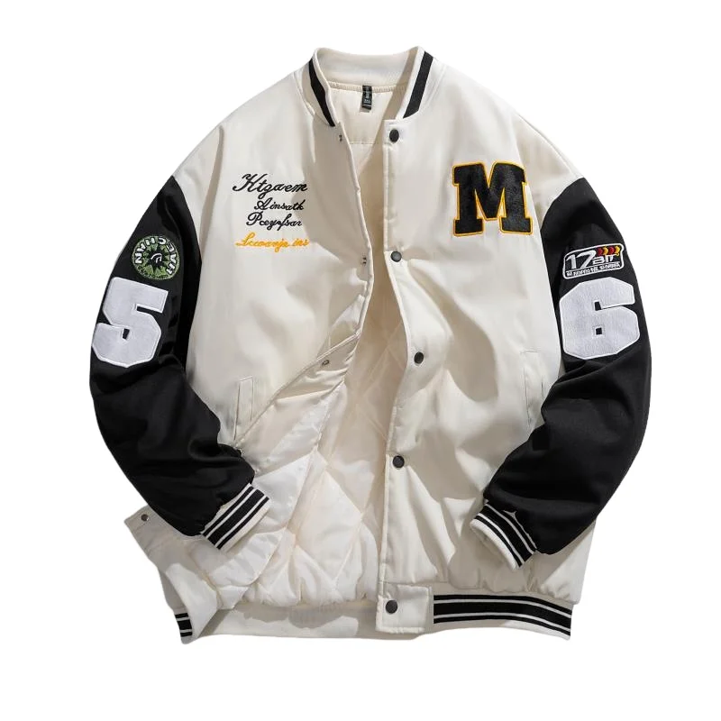 

Men's Baseball Jacket Embroidered Cotton Padded Coat Autumn Streetwear Fashion Casual Varsity Jacket For Youth