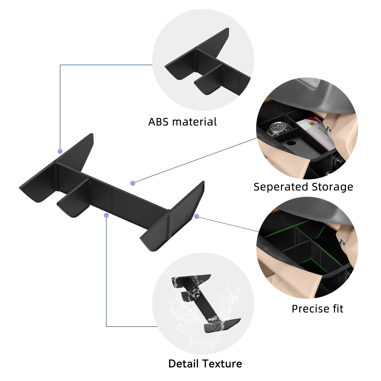 SMABEE لكيا EV9 2024 2025 صندوق القفازات التقسيم تعديل وحدة التحكم المركزية تخزين Glovebox الحاويات المنظم اكسسوارات ABS